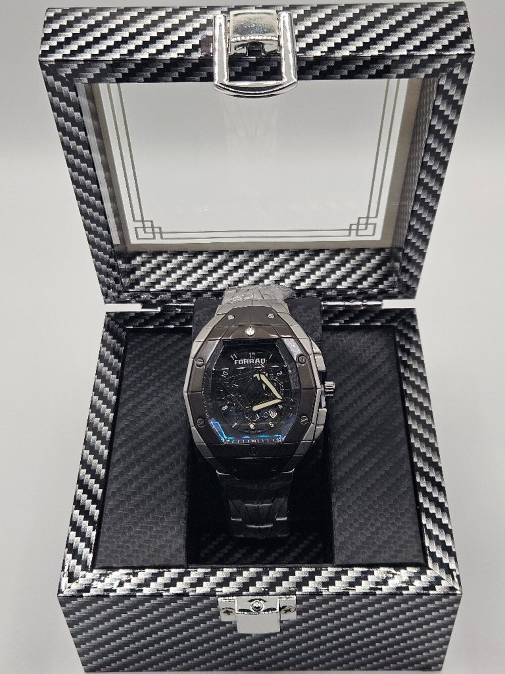 New In Box Men’s Forrad Modern Skeletonized Tonneau Watch